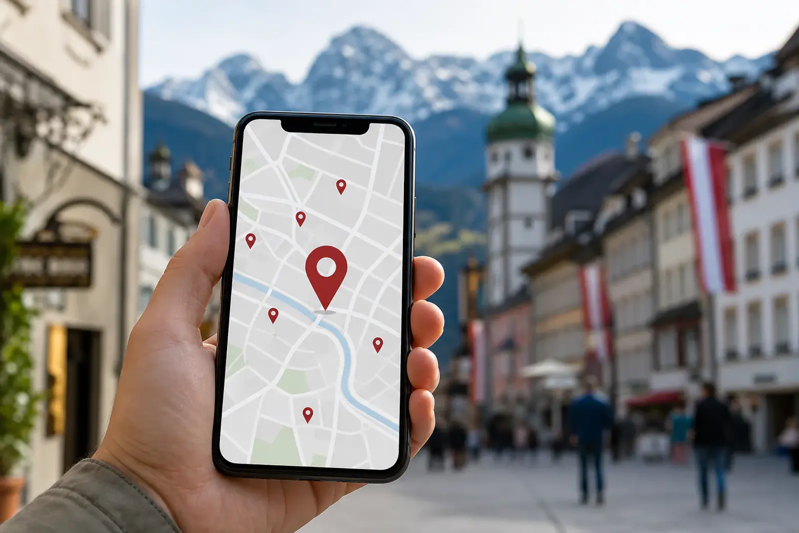 Google Maps auf Smartphone mit Standortmarkern