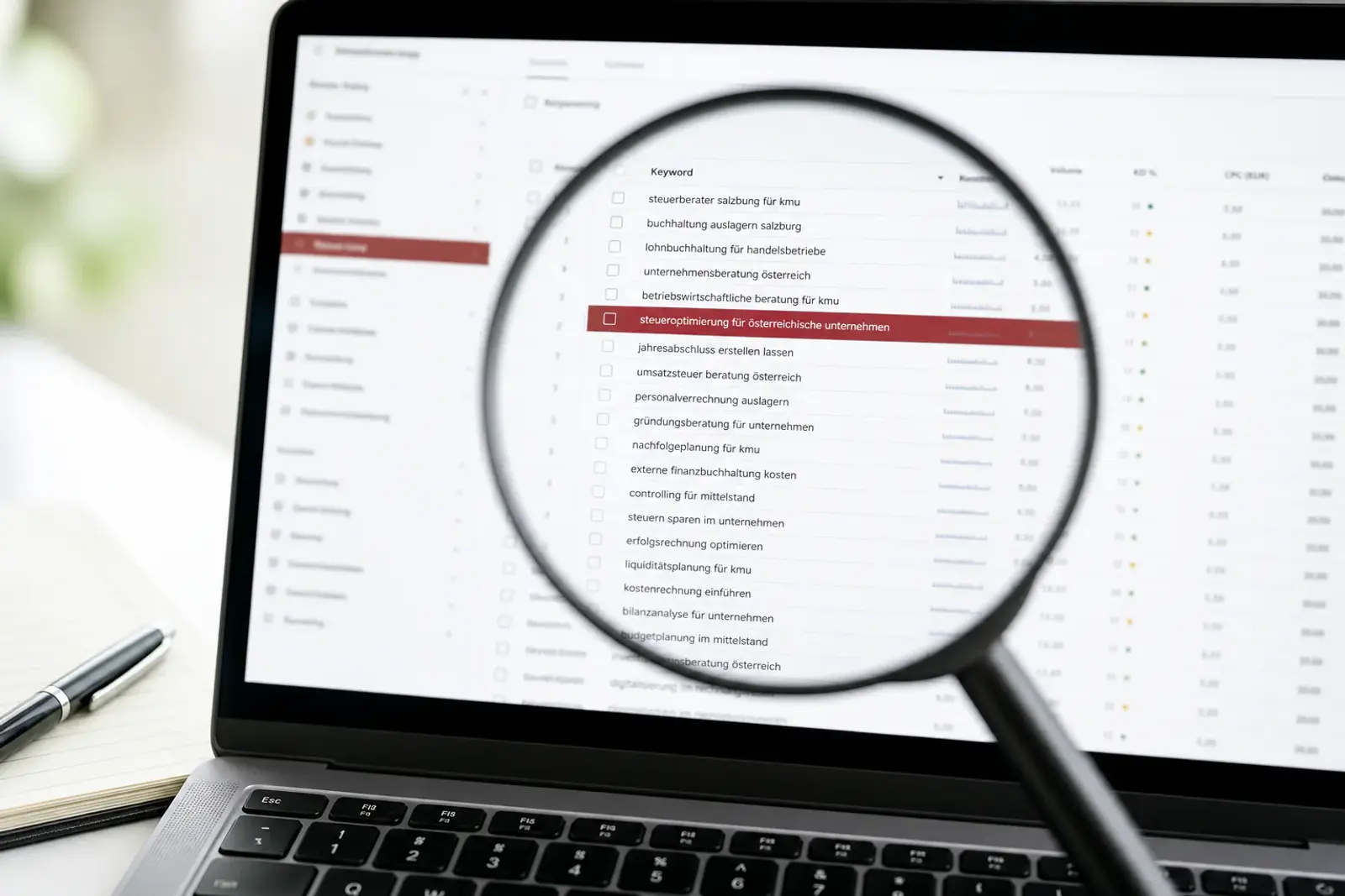 Keyword-Recherche am Computer